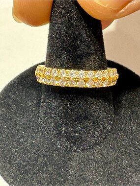 Gold Tone Pavé Moissanite Band - Women’s Gold Plated Ring
